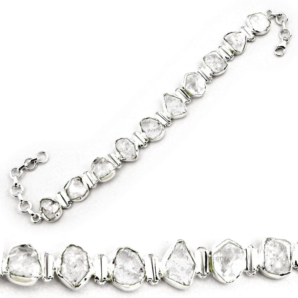 55.08cts natural white herkimer diamond 925 silver tennis bracelet p69002