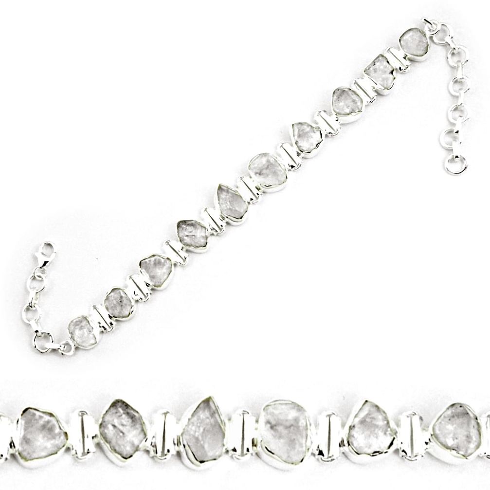 32.87cts natural white herkimer diamond 925 silver tennis bracelet p69005