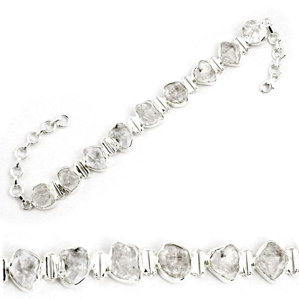 53.70cts natural white herkimer diamond 925 silver tennis bracelet p69006