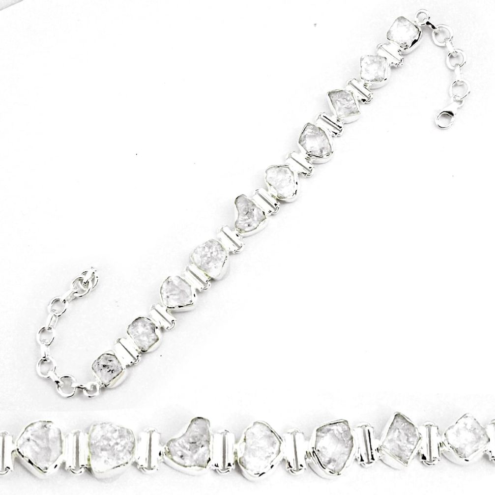 43.77cts natural white herkimer diamond 925 silver tennis bracelet p69019
