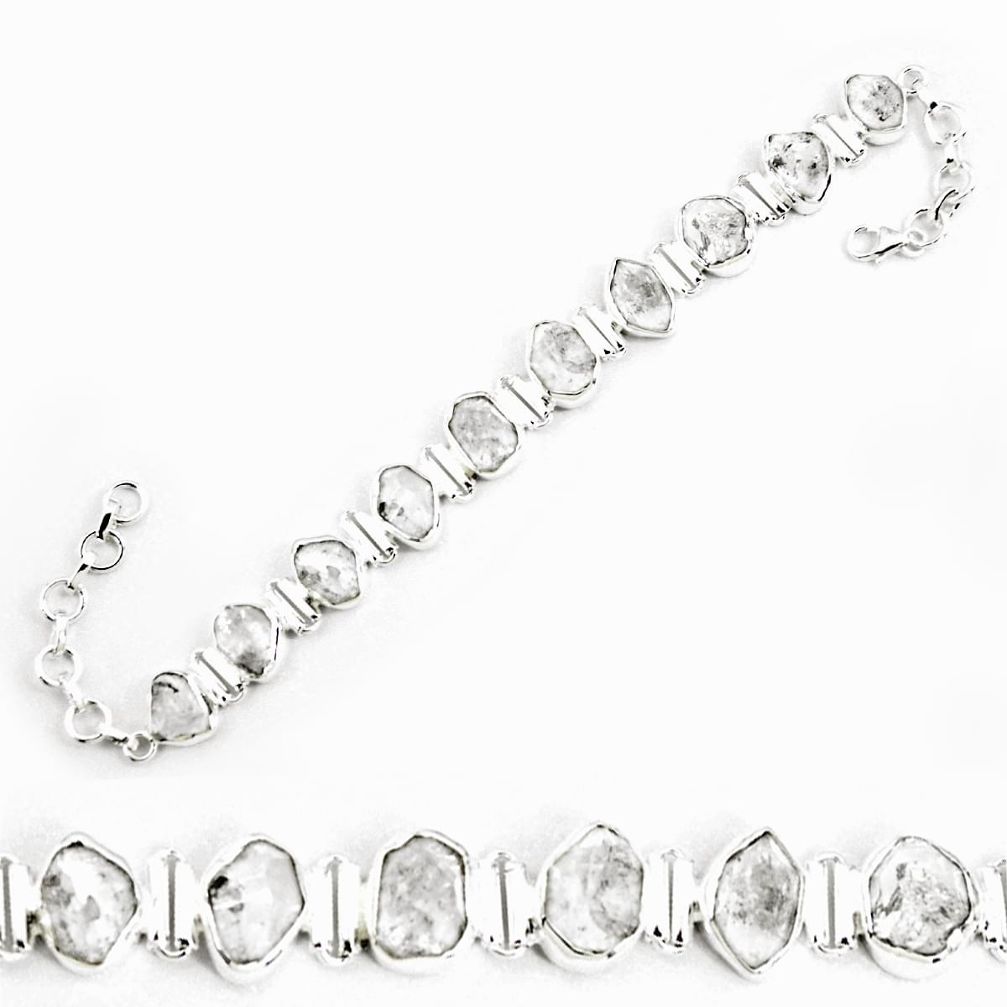 44.07cts natural white herkimer diamond 925 silver tennis bracelet p69021