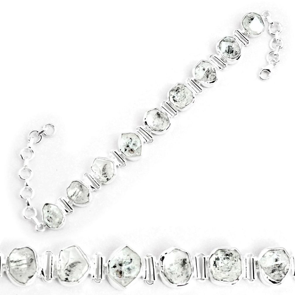 45.52cts natural white herkimer diamond 925 silver tennis bracelet p69023