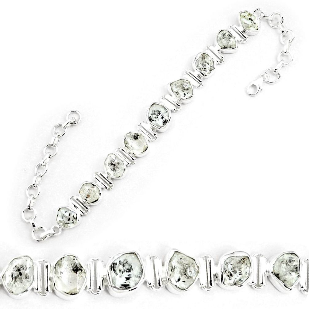 37.97cts natural white herkimer diamond 925 silver tennis bracelet p69025