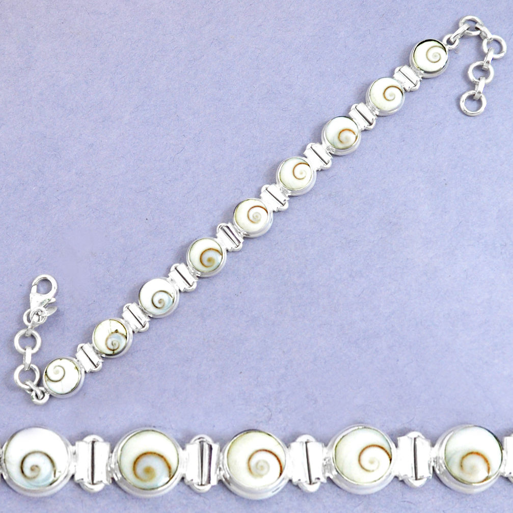 23.50cts natural white shiva eye 925 sterling silver tennis bracelet p34601