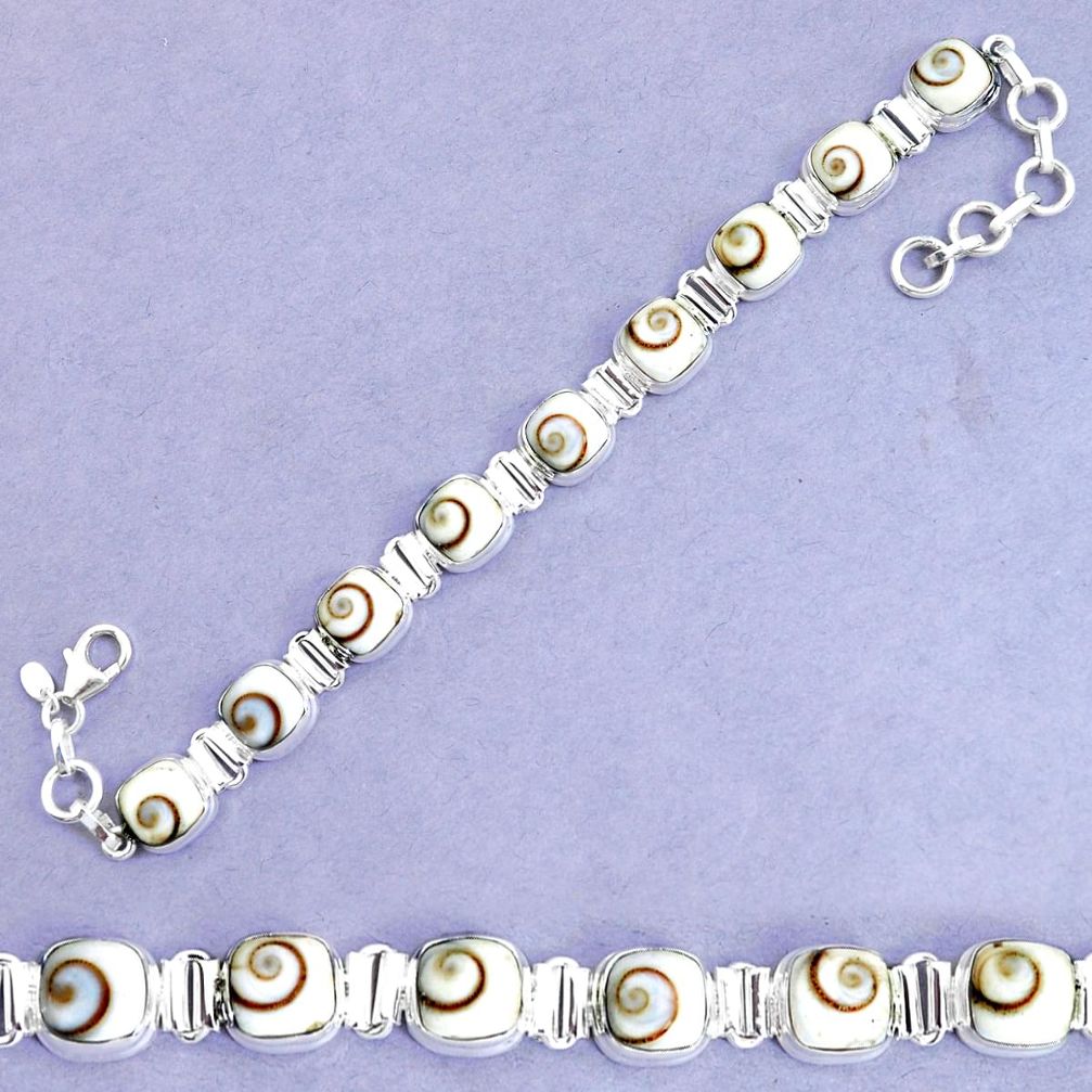 27.97cts natural white shiva eye 925 sterling silver tennis bracelet p34625