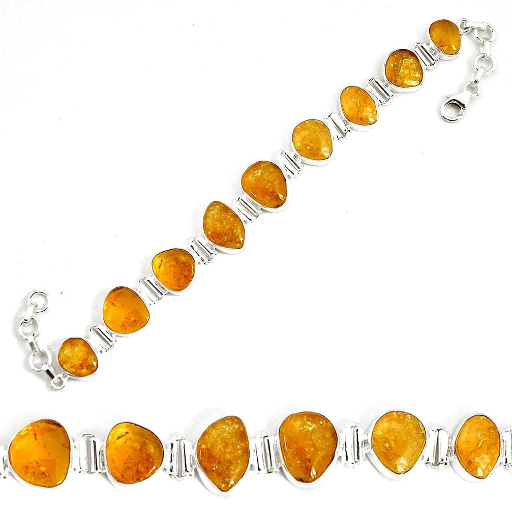45.06cts natural yellow citrine 925 sterling silver tennis bracelet p34531
