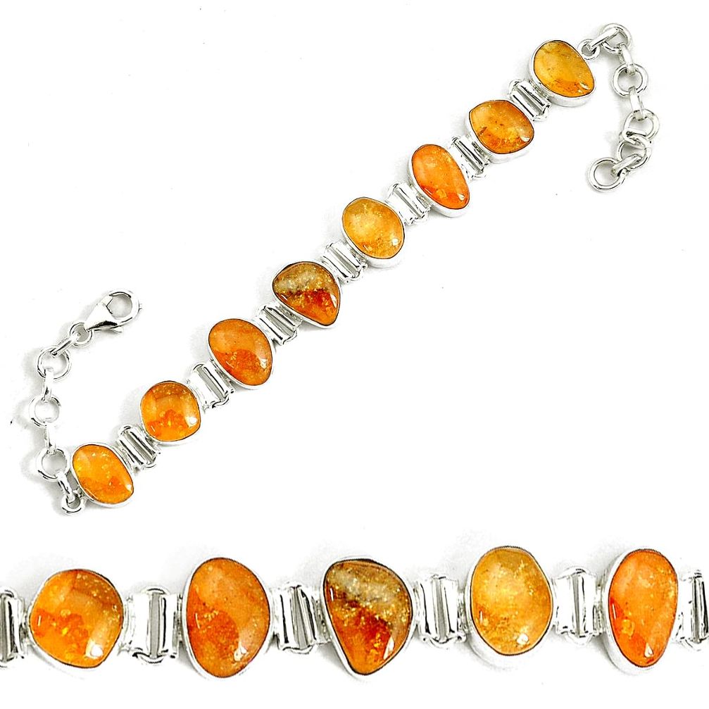 40.99cts natural yellow citrine 925 sterling silver tennis bracelet p34532