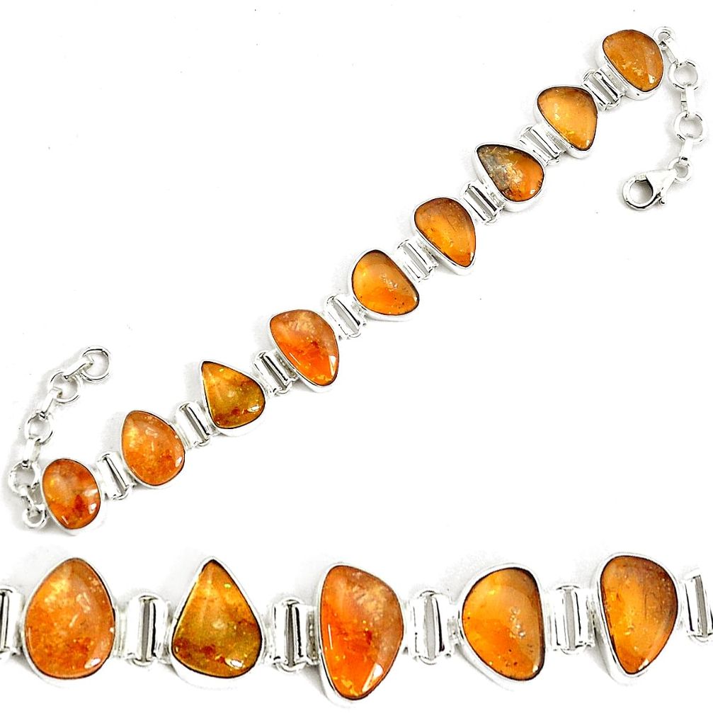 48.44cts natural yellow citrine 925 sterling silver tennis bracelet p34533
