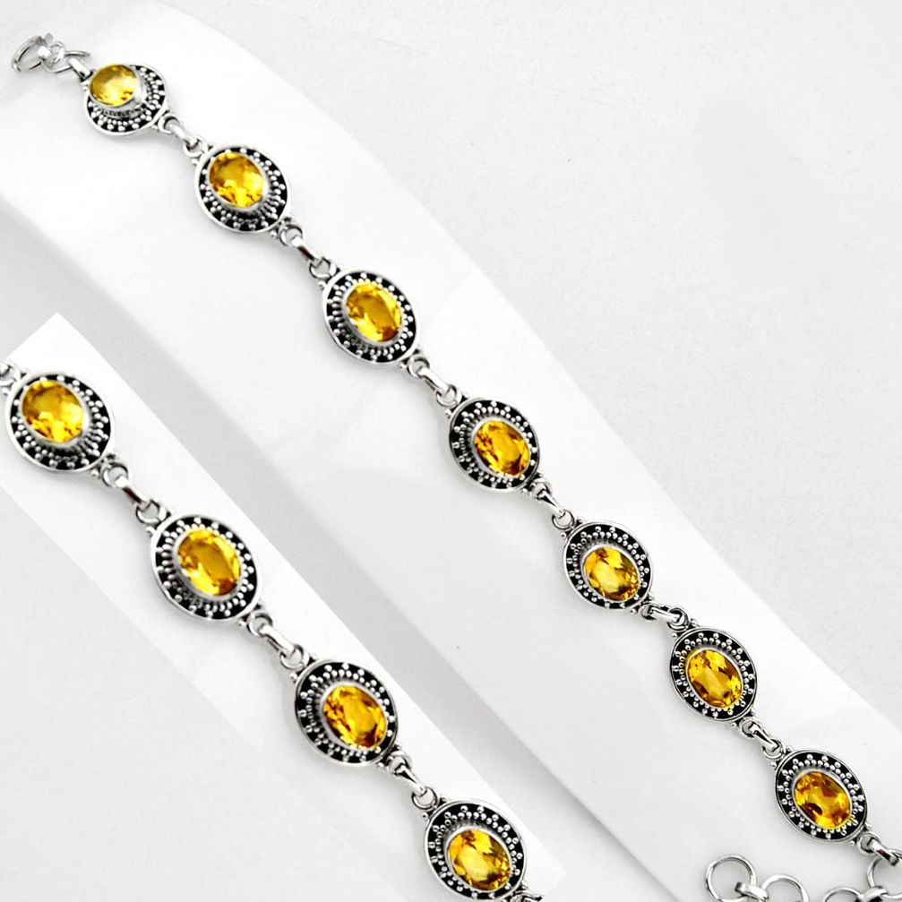 16.22cts natural yellow citrine 925 sterling silver tennis bracelet p89073