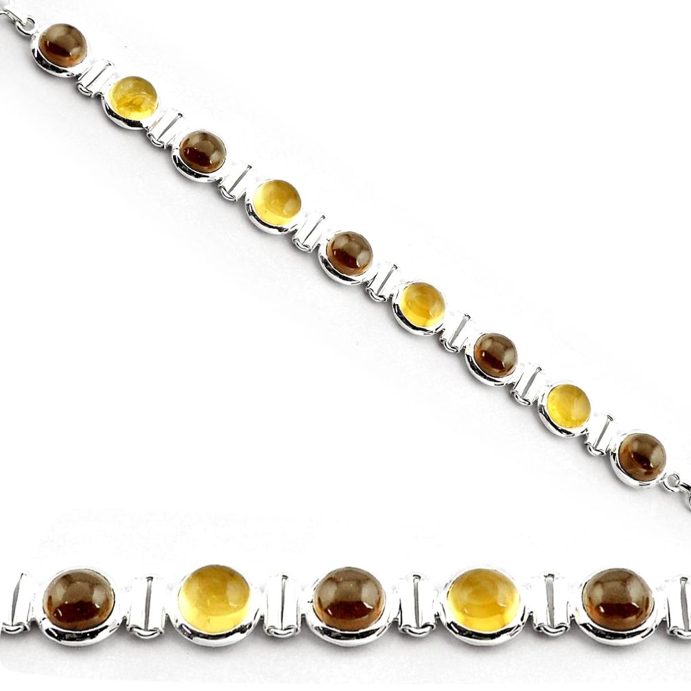 26.64cts natural yellow citrine smoky topaz 925 silver tennis bracelet p81455