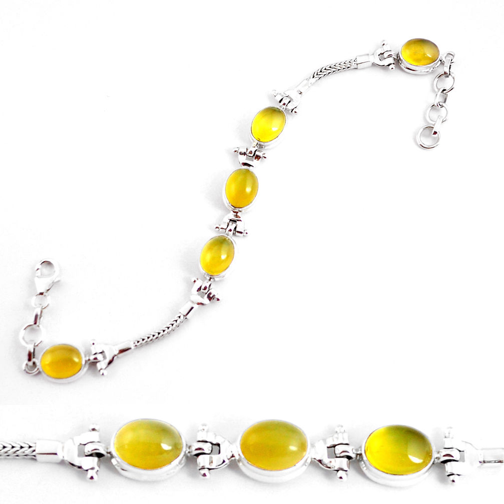 19.45cts natural yellow opal 925 sterling silver tennis bracelet jewelry p54691