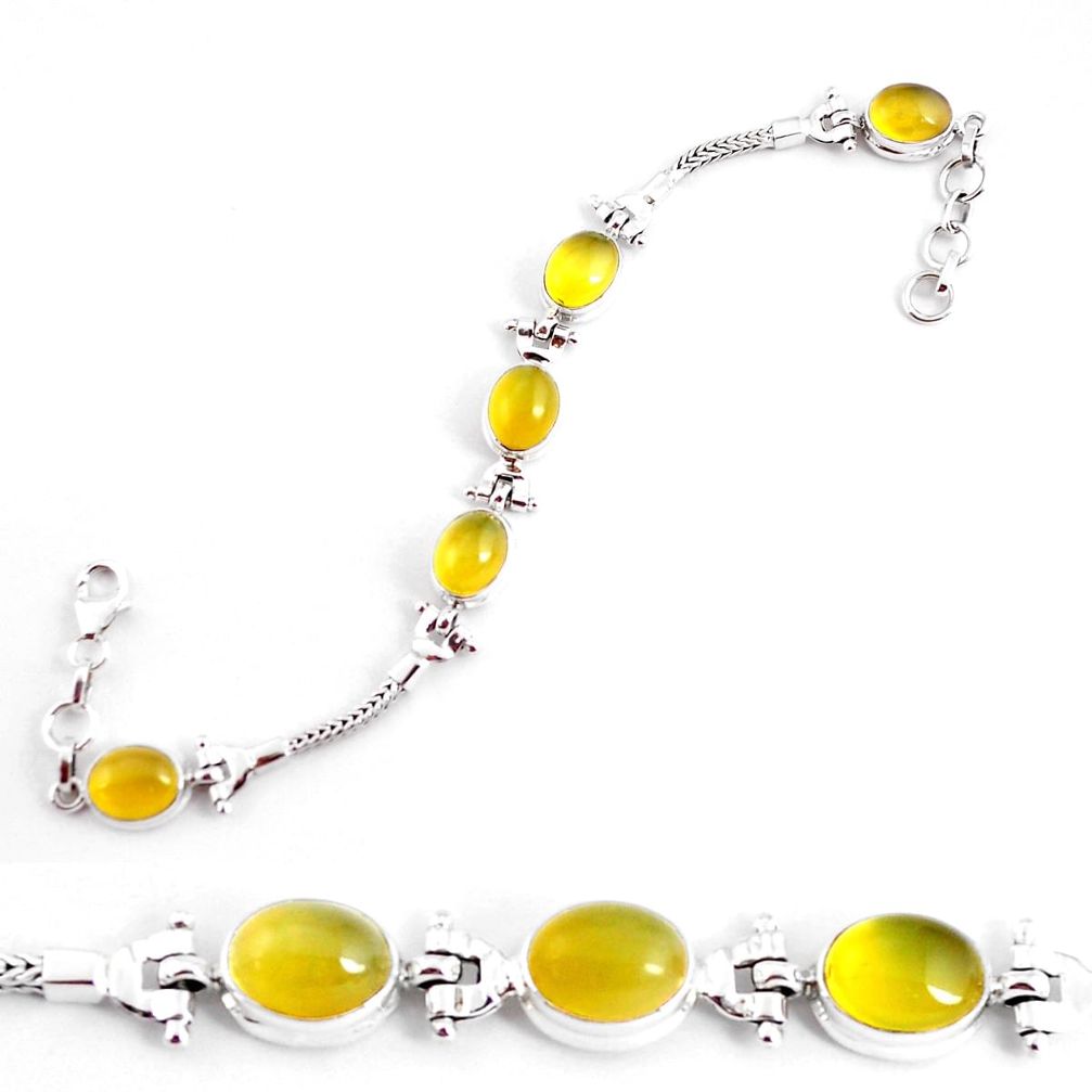 19.17cts natural yellow opal 925 sterling silver tennis bracelet jewelry p54693