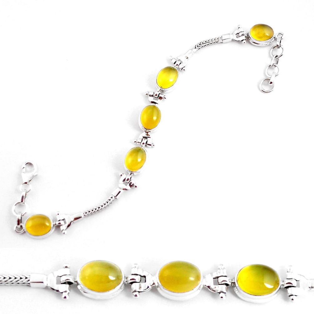 20.22cts natural yellow opal 925 sterling silver tennis bracelet jewelry p54695