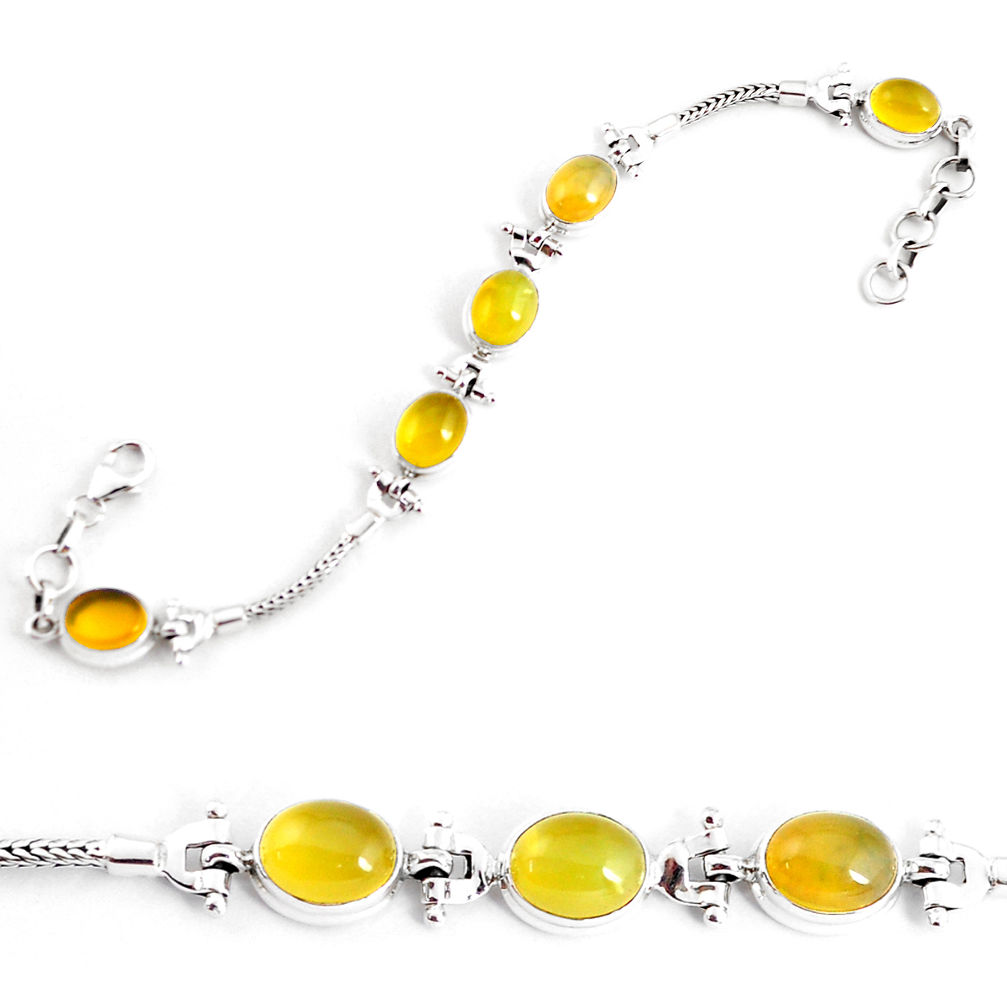 19.17cts natural yellow opal 925 sterling silver tennis bracelet jewelry p54697