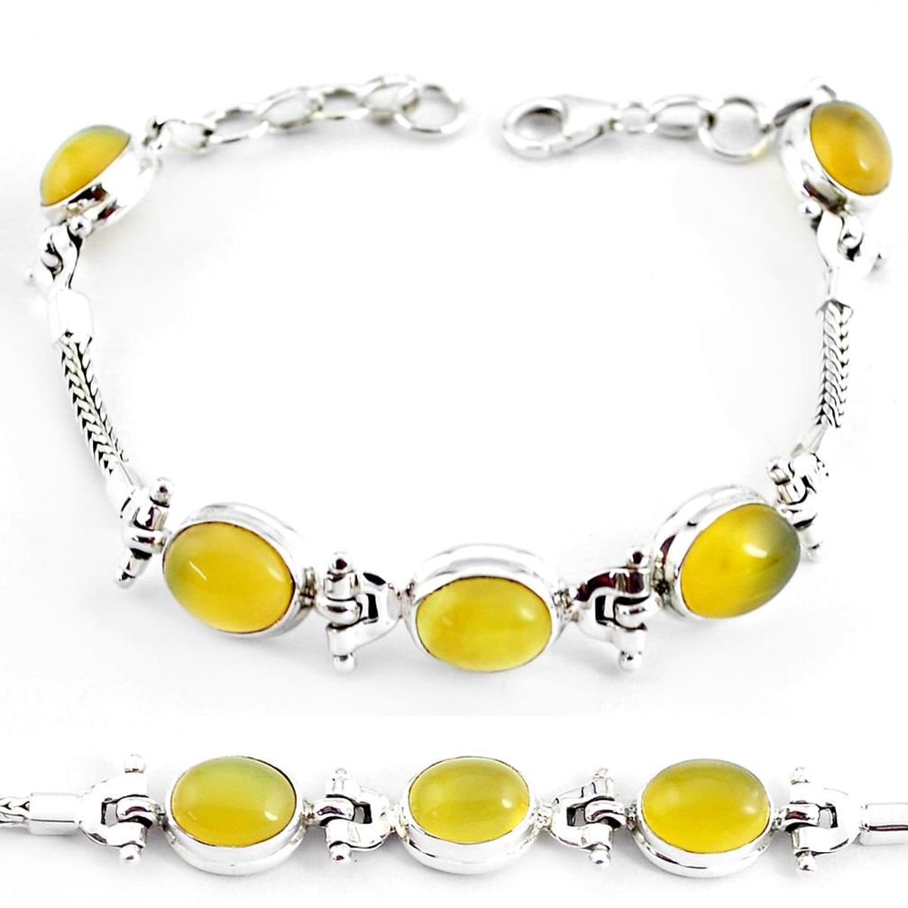 21.39cts natural yellow opal 925 sterling silver tennis bracelet p54780