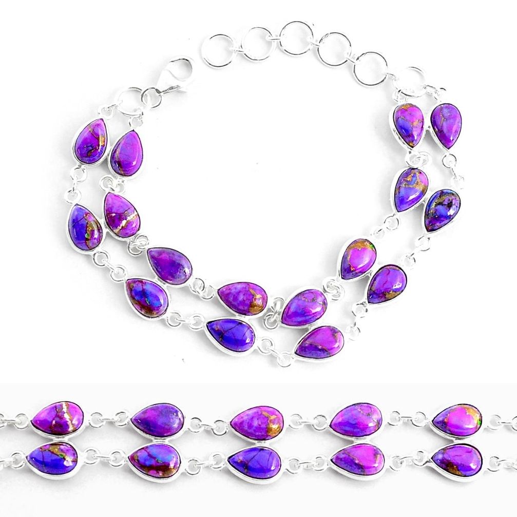 29.85cts purple copper turquoise 925 sterling silver tennis bracelet p40535