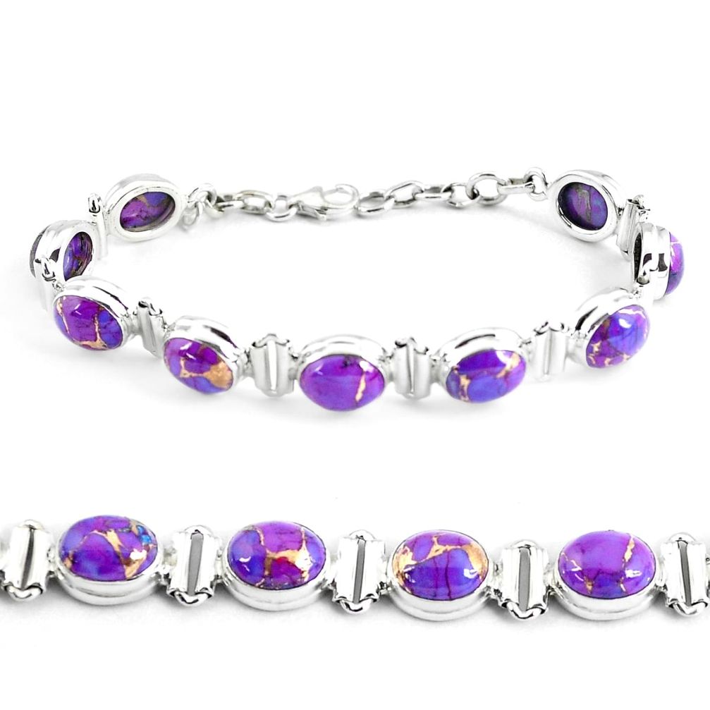 33.26cts purple copper turquoise 925 sterling silver tennis bracelet p48121