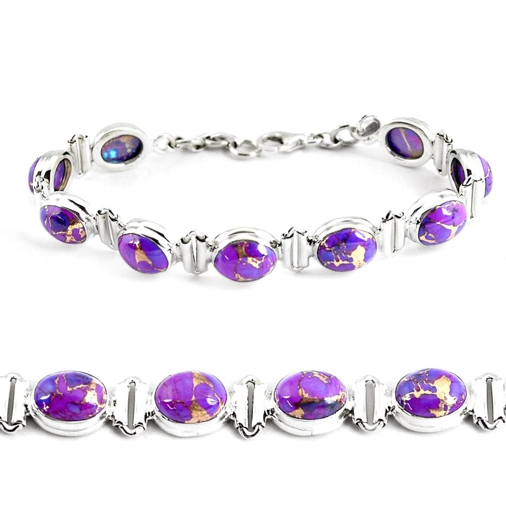 33.99cts purple copper turquoise 925 sterling silver tennis bracelet p48129