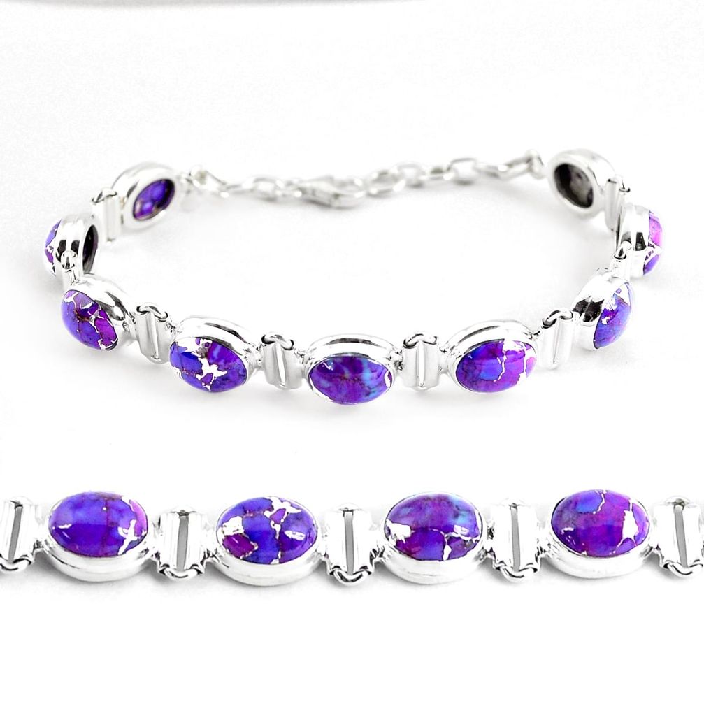 34.69cts purple copper turquoise 925 sterling silver tennis bracelet p48140