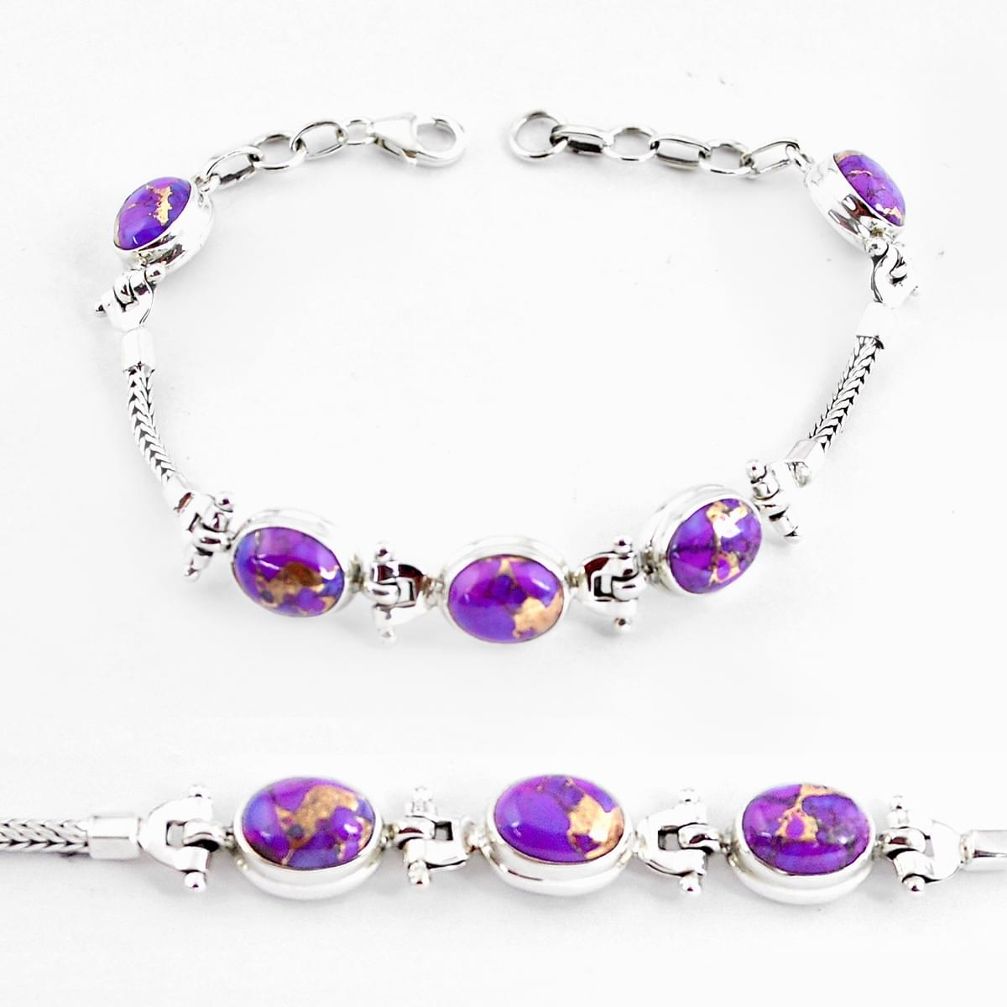 21.03cts purple copper turquoise 925 sterling silver tennis bracelet p54821