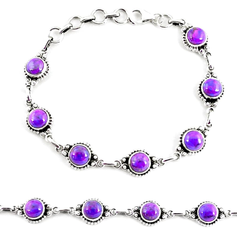 14.24cts purple copper turquoise 925 sterling silver tennis bracelet p65131