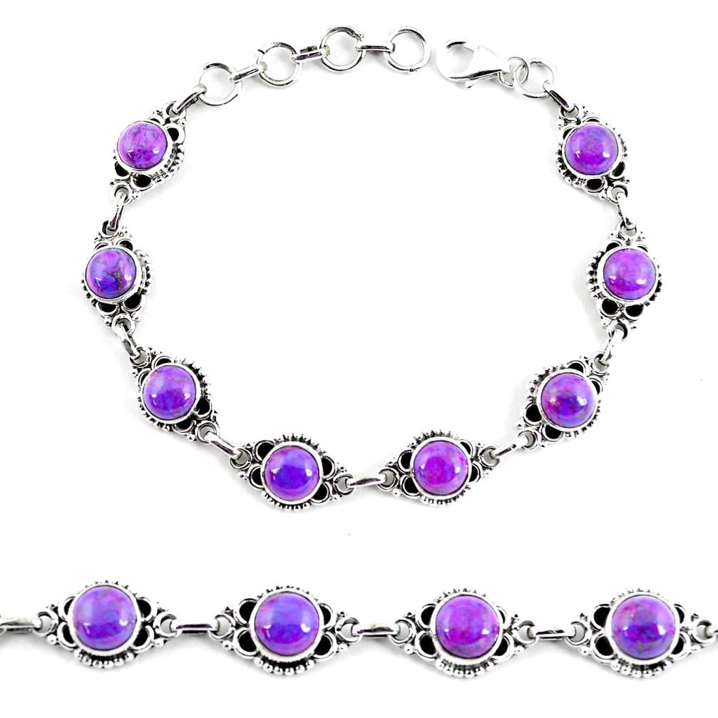 15.64cts purple copper turquoise 925 sterling silver tennis bracelet p65135