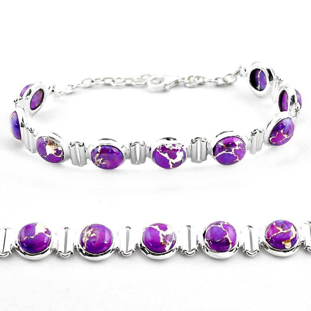 25.61cts purple copper turquoise 925 sterling silver tennis bracelet p81445