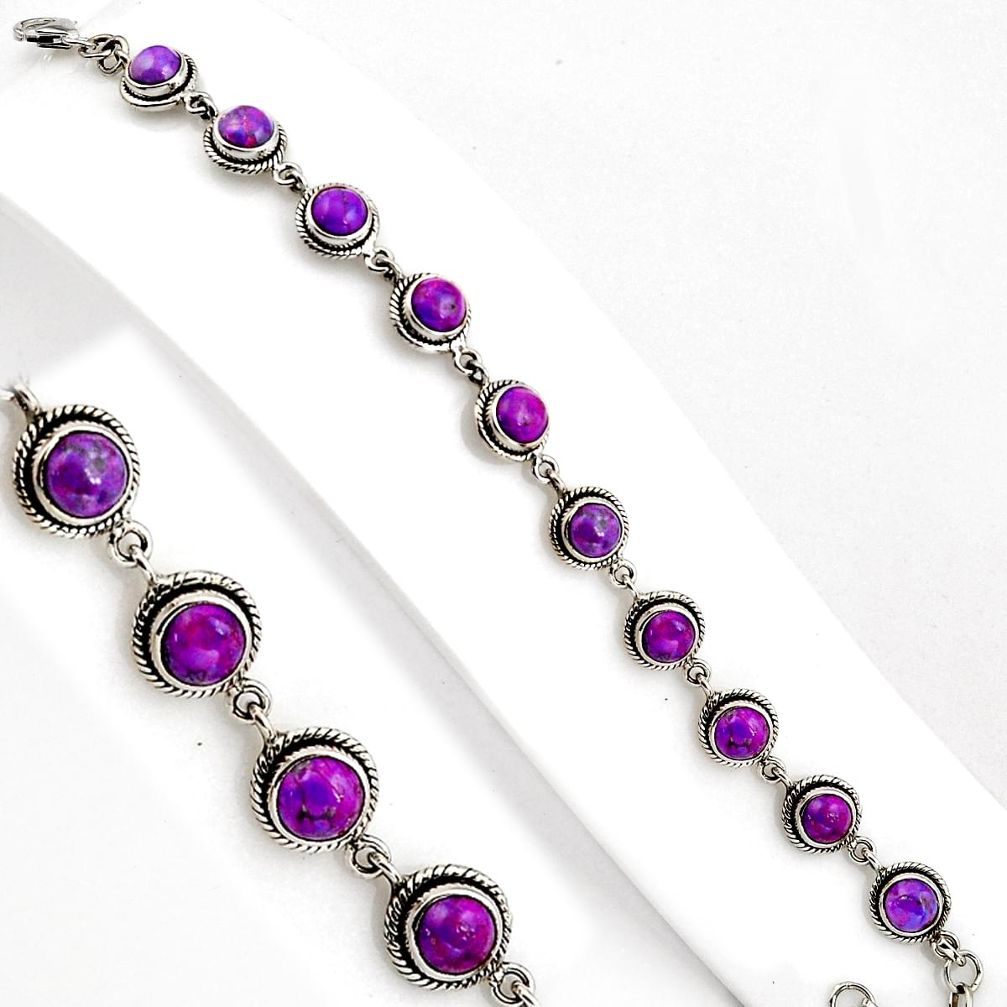 14.34cts purple copper turquoise 925 sterling silver tennis bracelet p89132