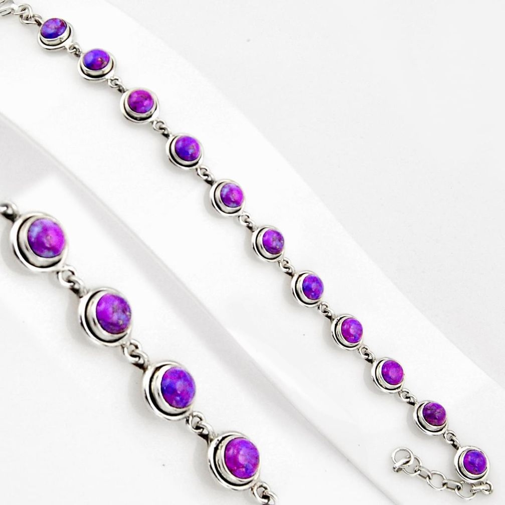 16.50cts purple copper turquoise 925 sterling silver tennis bracelet p89133