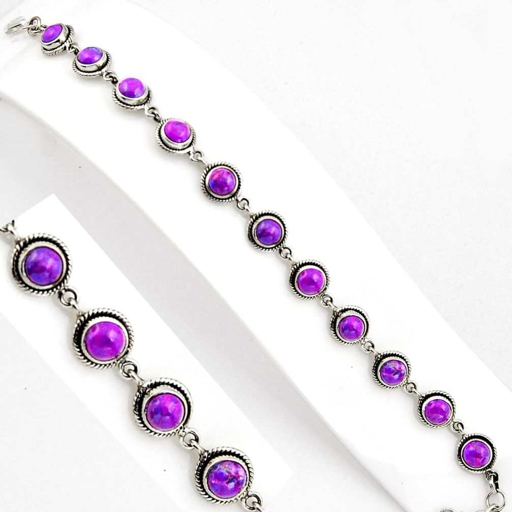 15.63cts purple copper turquoise 925 sterling silver tennis bracelet p89134