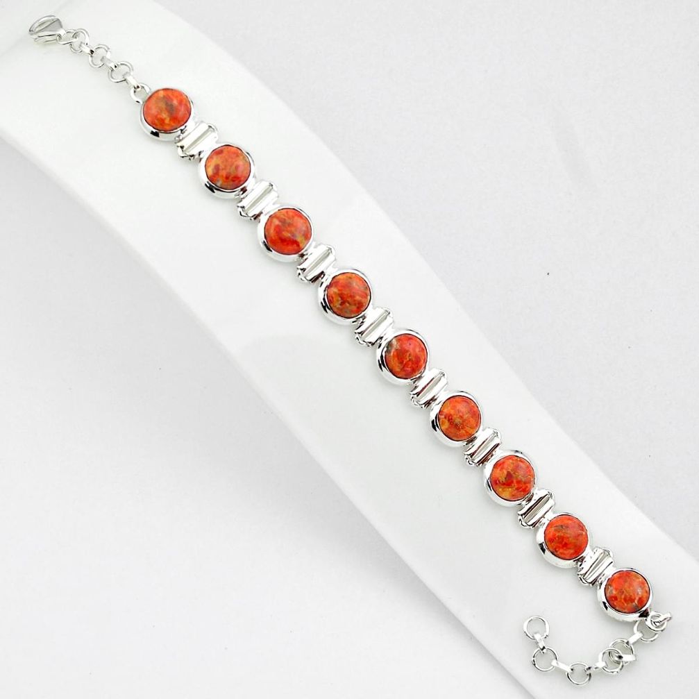 26.01cts red copper turquoise 925 sterling silver tennis bracelet p81473
