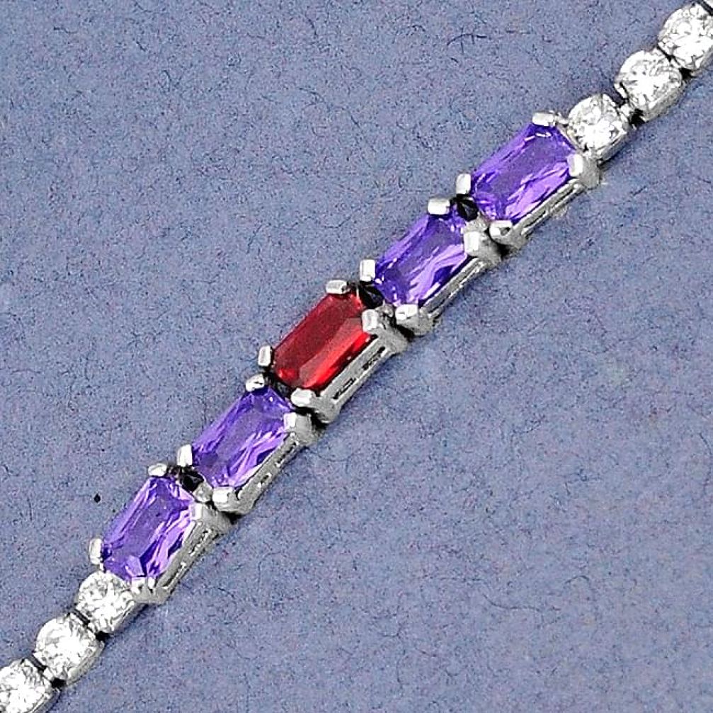 RED GARNET QUARTZ AMETHYST 925 STERLING SILVER BRACELET JEWELRY H30937