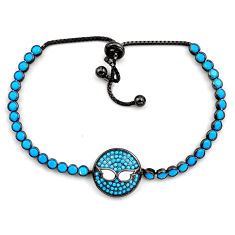 6.92cts rhodium blue sleeping beauty turquoise silver adjustable bracelet c4921