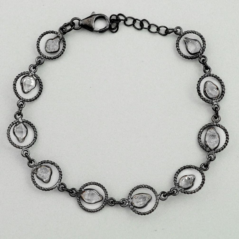 10.78cts rhodium natural white herkimer diamond silver tennis bracelet p68581
