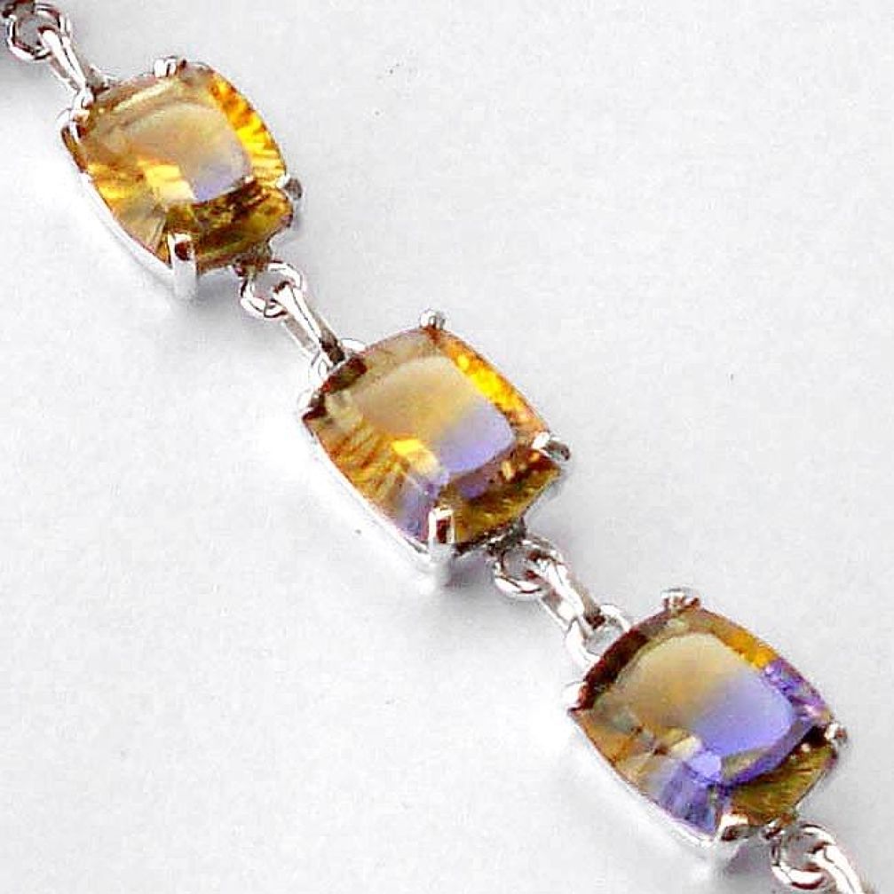 34.52cts SLEEK MULTICOLOR AMETRINE 925 STERLING SILVER BRACELET JEWELRY F40409