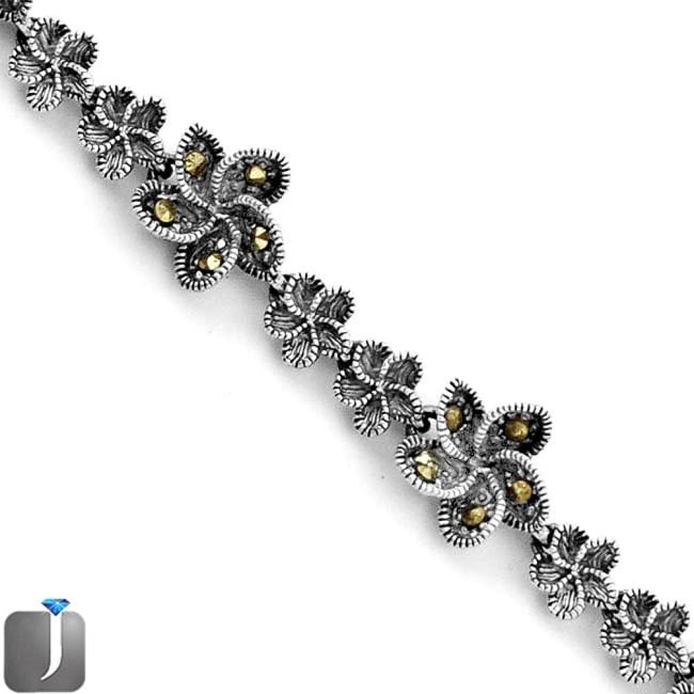 12.73gms SWISS MARCASITE FLOWER 925 STERLING SILVER BRACELET JEWELRY F34892