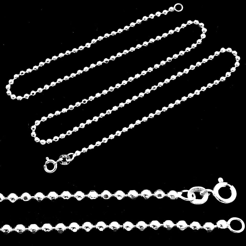 8.89gms 925 silver bead faceted ball 18inch chain necklace jewelry p35024