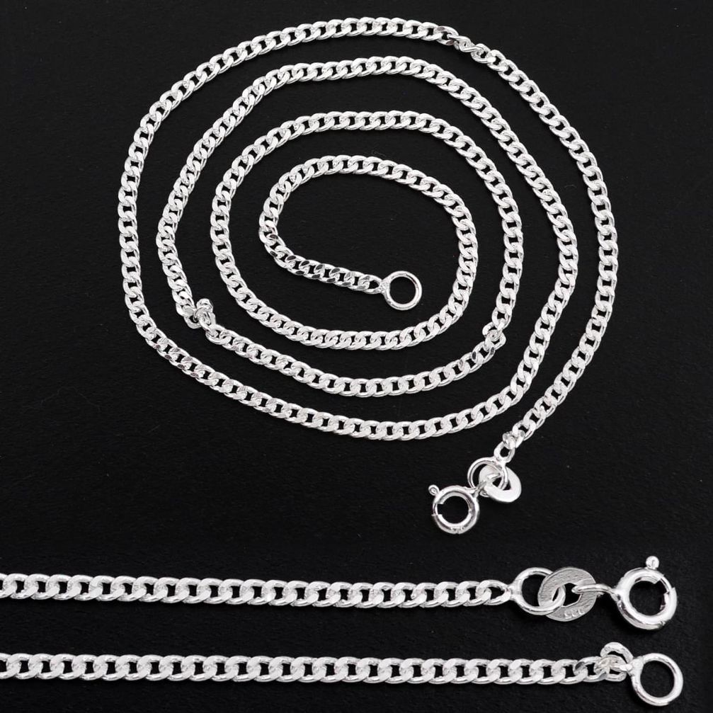 5.20gms curb chain solid 925 sterling silver necklace jewelry