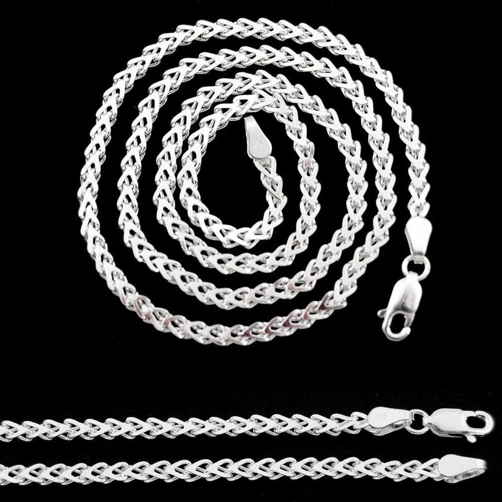 8.49gms 925 sterling silver 18inch spiga / wheat chain necklace r48483