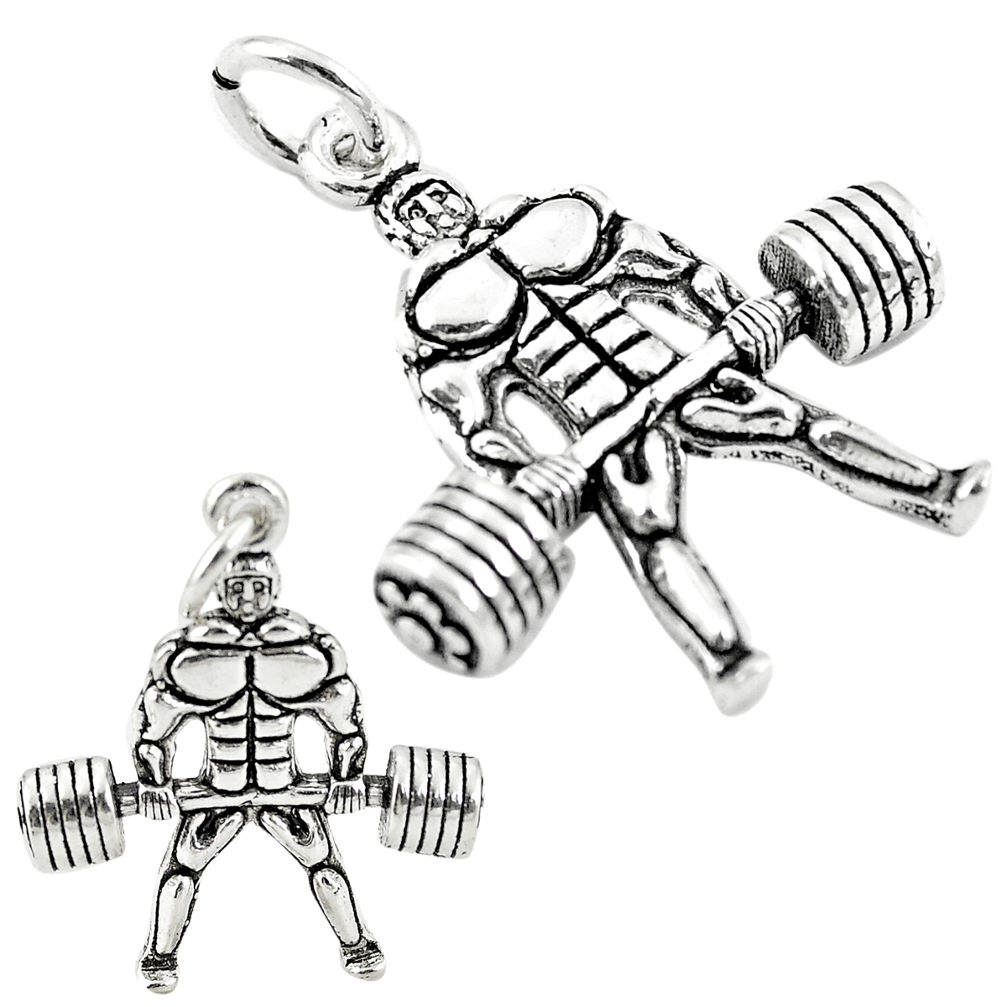 4.48gms muscle baby charm 925 sterling silver children pendant c21227