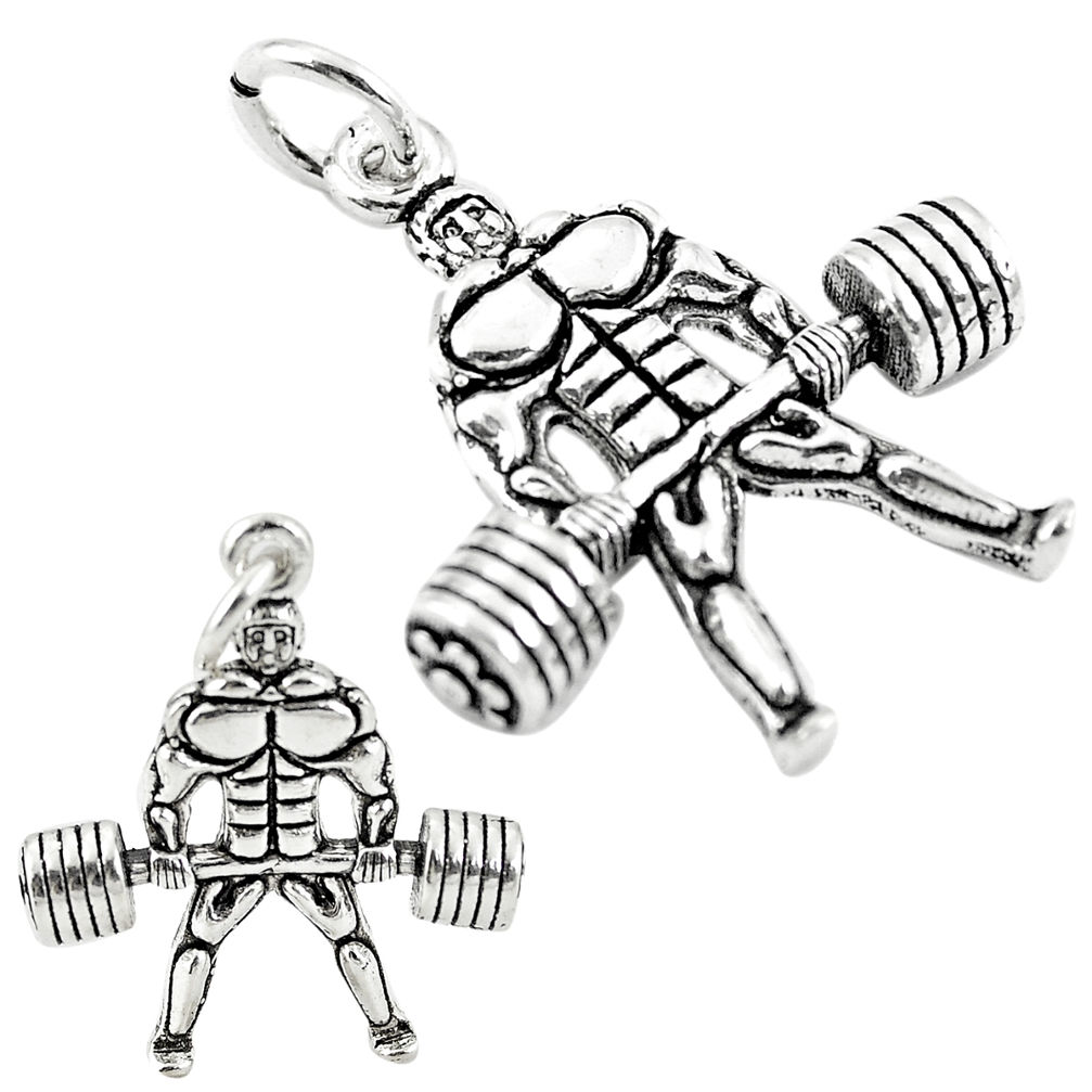 4.47gms muscle baby charm solid 925 sterling silver children pendant c21229