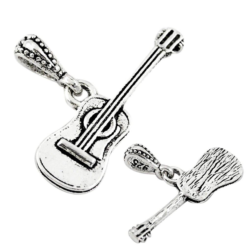 2.25gms music guitar baby charm jewelry sterling silver children pendant c21258