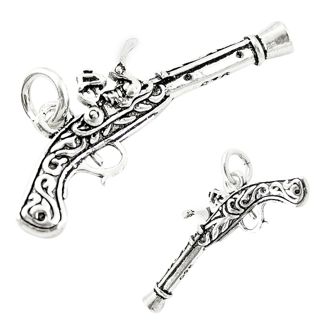 4.87gms old school cowboy revolver baby jewelry sterling silver pendant c21147