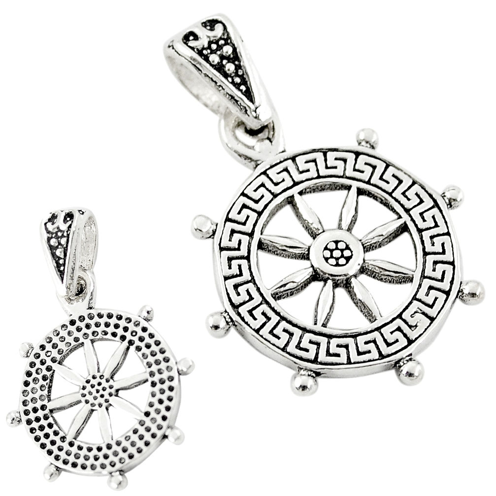 Ship wheel charm traveller baby jewelry sterling silver children pendant c23130