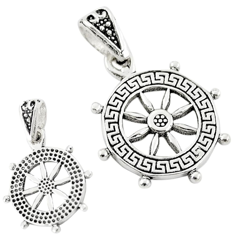 Ship wheel charm traveller baby jewelry sterling silver children pendant c23134