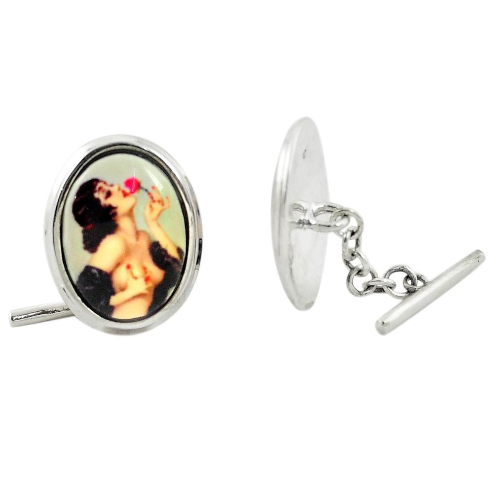 15.72cts erotic cameo 925 sterling silver dangle cufflinks jewelry a82240