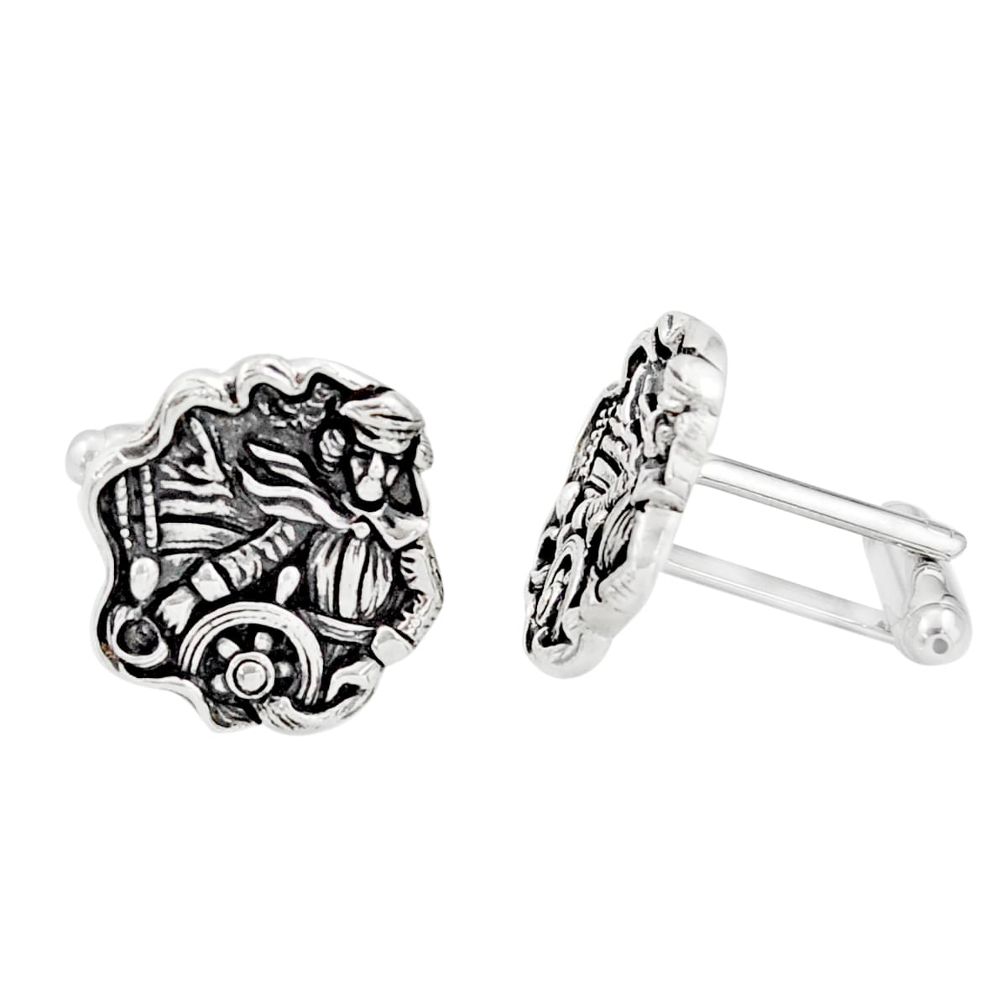 12.03gms indonesian bali style solid 925 sterling silver angel cufflinks c26406