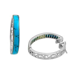 11.25gms fine blue turquoise enamel 925 sterling silver cufflinks jewelry c26420