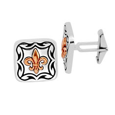 15.27gms indonesian bali style solid 925 silver rose gold cufflinks y63475