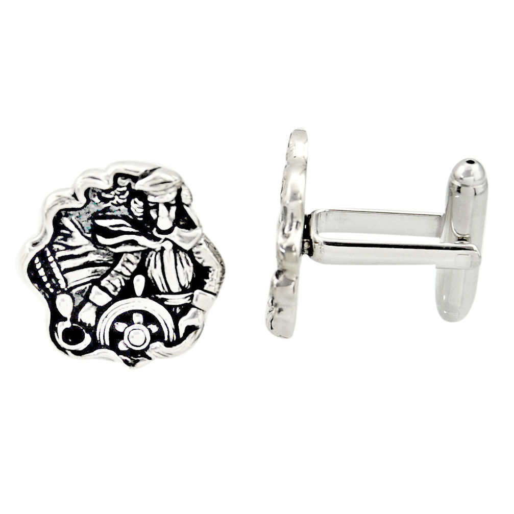 12.02gms indonesian bali style solid 925 sterling silver angel cufflinks c26392